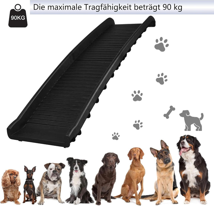 Aufun Hunderampe Faltbare Kunststoff Auto Klappbar Hundetreppe Kofferraumrampe für Haustiere Einstie