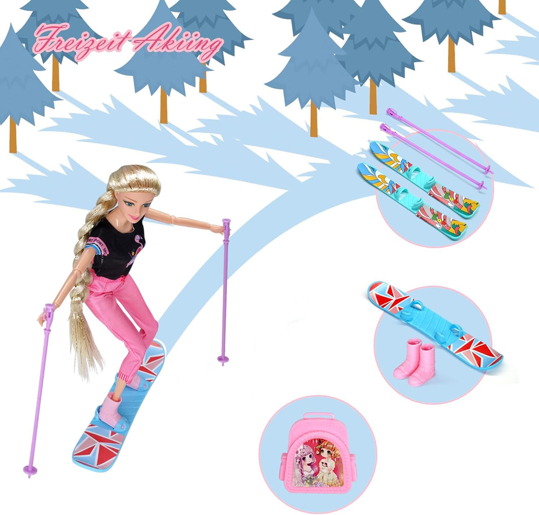 Sidola Doll Closet Kleidung und Accessoires - 135-teilig mit Stauraum für Puppen, Kleiderschrank-Set