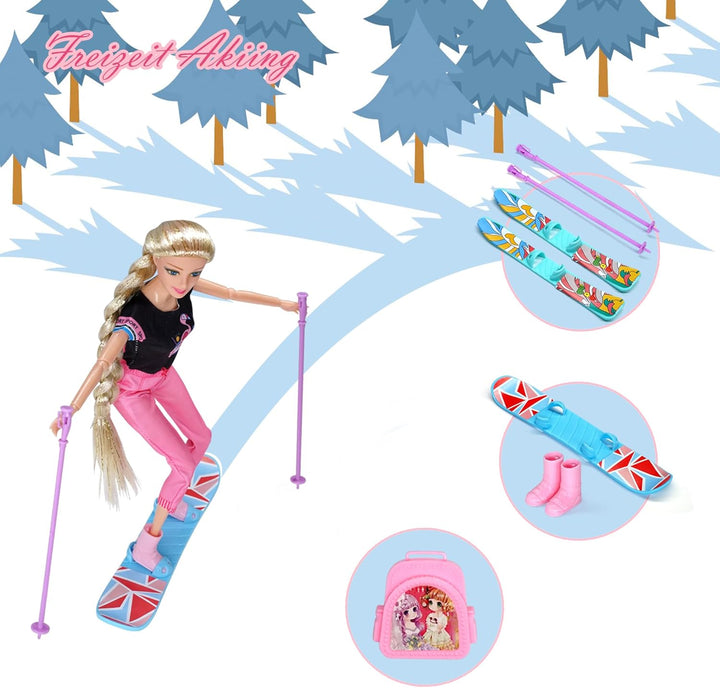 Sidola Doll Closet Kleidung und Accessoires - 135-teilig mit Stauraum für Puppen, Kleiderschrank-Set