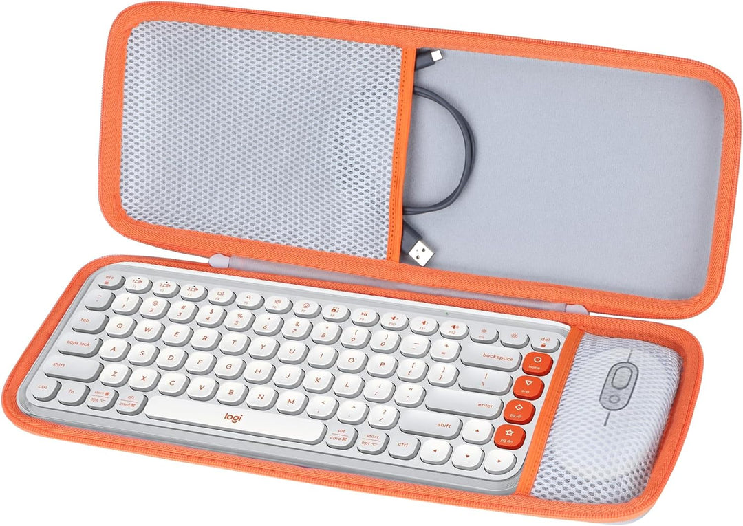 Lebakort Hart Schutz Hülle Etui für Logitech POP ICON Combo Bluetooth-Tastatur-Maus-Set Weiss POP IC