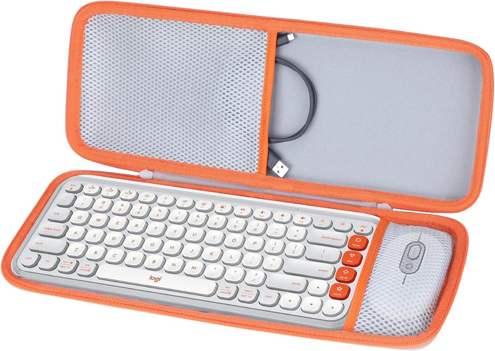 Lebakort Hart Schutz Hülle Etui für Logitech POP ICON Combo Bluetooth-Tastatur-Maus-Set Weiss POP IC