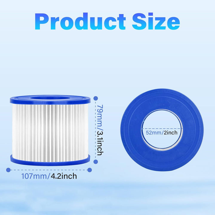 Sosayet Filter VI für Pool, 6 Stück Filterkartuschen VI für Bestway Miami, Monaco Lay-Z-Spa, Vegas,