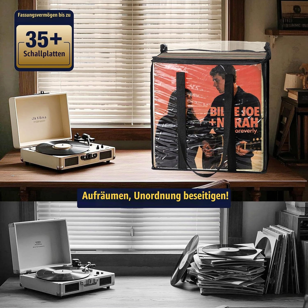 Facmogu 33-U/min-Vinylplatten-Aufbewahrungstasche, durchsichtige PVC-Plattentaschen für Vinyl, fasst