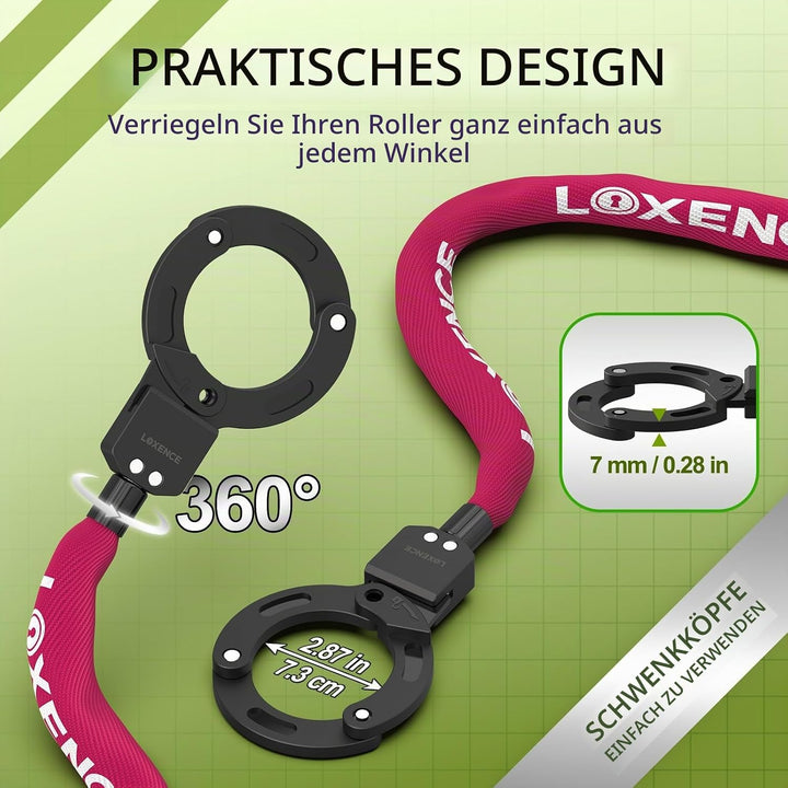 E Scooter Schloss, Handschellenschloss mit Kordelzugbeutel, Hohe Sicherheit Fahrradschloss, Scooter