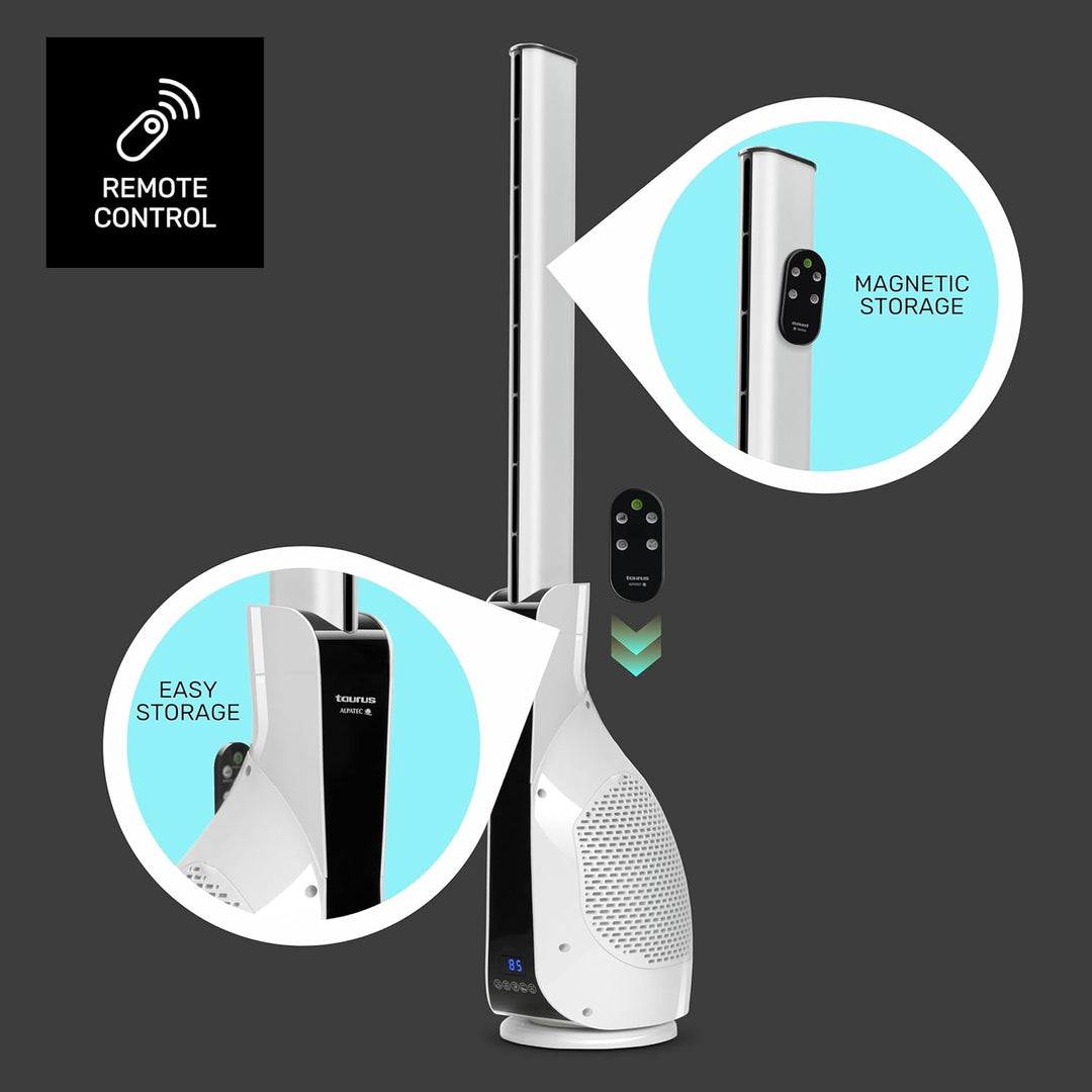 Taurus Babel Invisible Turmventilator, 101 cm, 12 Geschwindigkeiten, 3 Modi, 100 % Gleichstrom-Motor