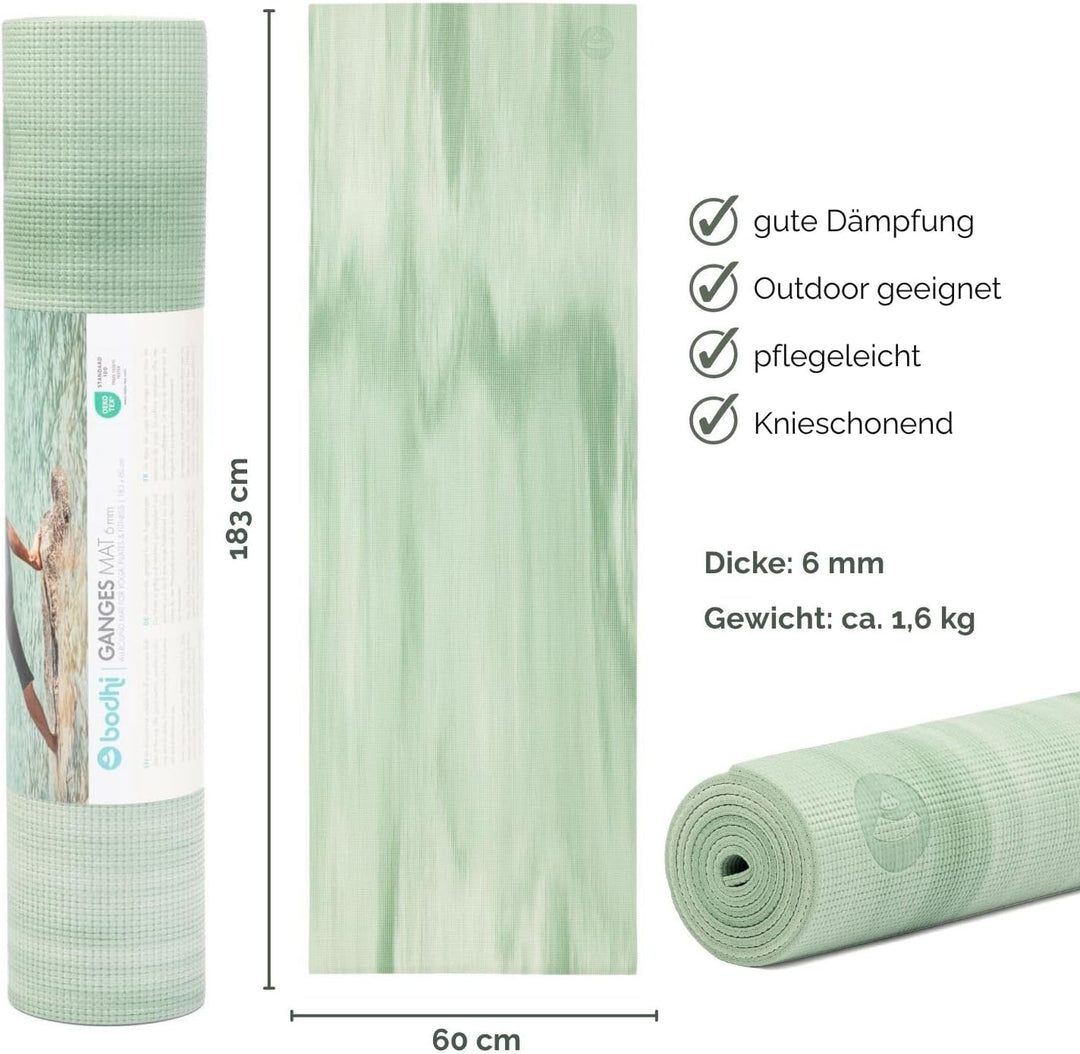 Bodhi Yogamatte Ganges | Rutschfeste Sportmatte | Schadstofffreie & Waschbare Fitnessmatte | Matte a
