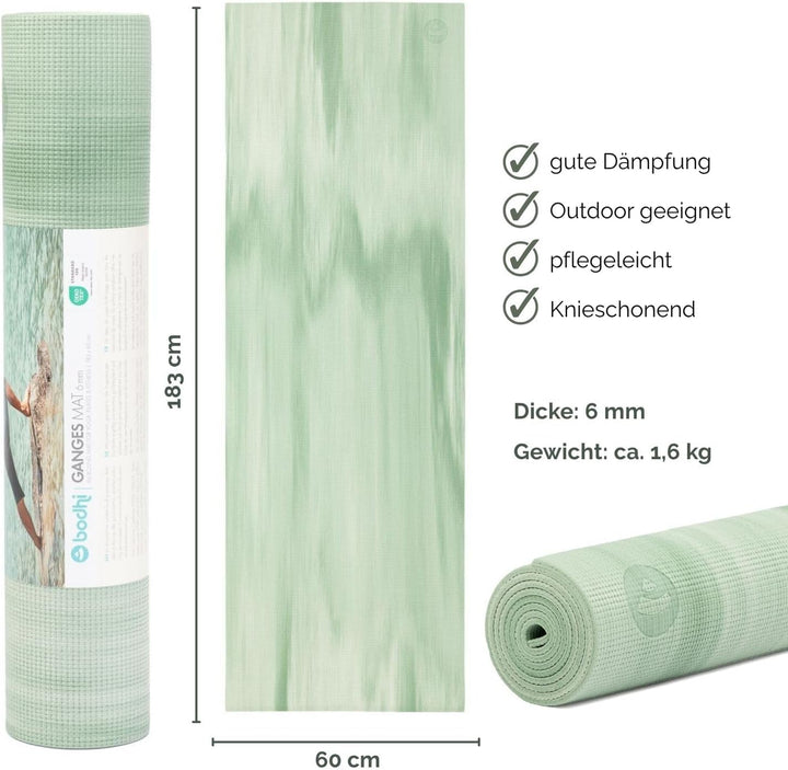 Bodhi Yogamatte Ganges | Rutschfeste Sportmatte | Schadstofffreie & Waschbare Fitnessmatte | Matte a