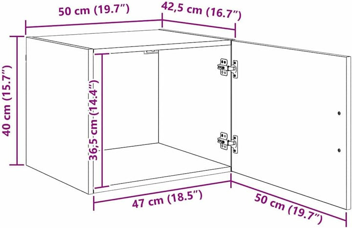 vidaXL Wandschrank Artisan-Eiche 50 x 42,5 x 40 cm Holzwerkstoff, Moderner Wohnzimmerschrank, rechte