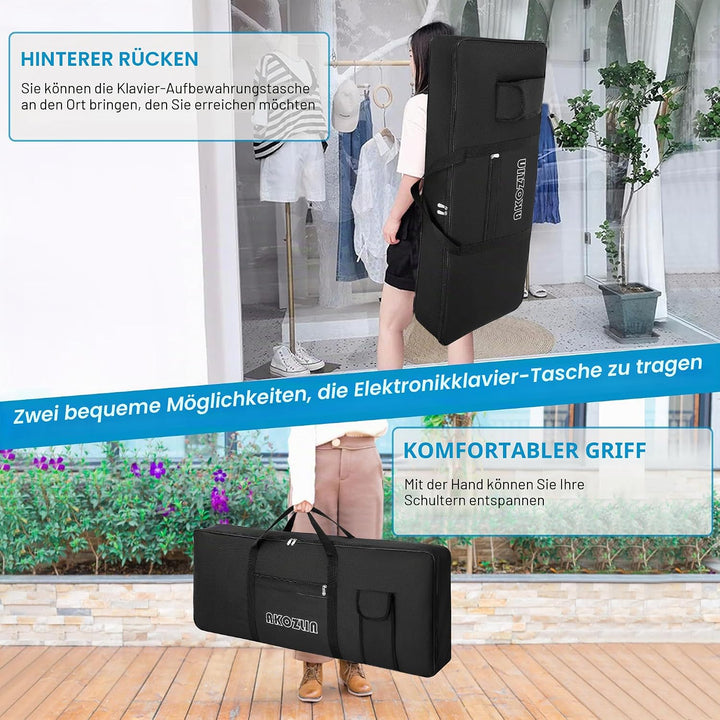 AKOZLIN Tragbare, gepolsterte Keyboard-Tasche mit 61 Tasten, Masse: 101,6 x 15,2 x 40,6 cm, Gigbag f