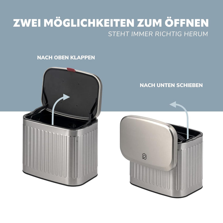 eluno Abfalleimer, Küchenmülleimer mit Schiebedeckel zum Hängen, Stellen oder Kleben, 3 Liter Fassun