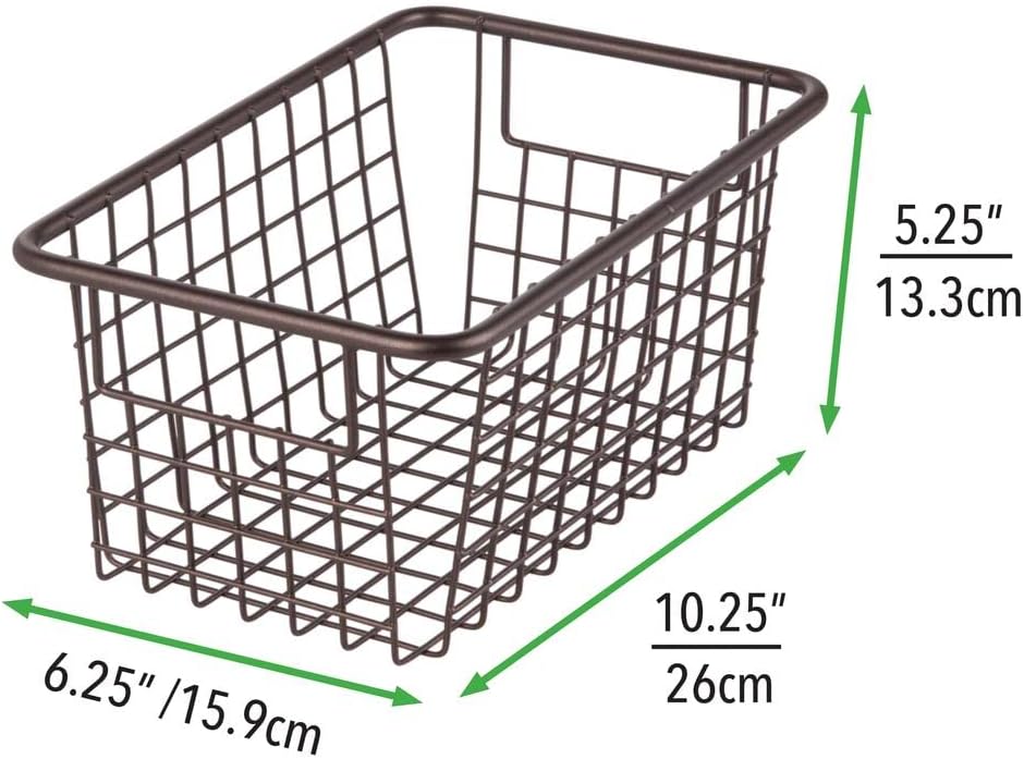 mDesign Aufbewahrungskorb mit Griffen – praktische Gitterbox aus rostbeständigem Metall – moderner D