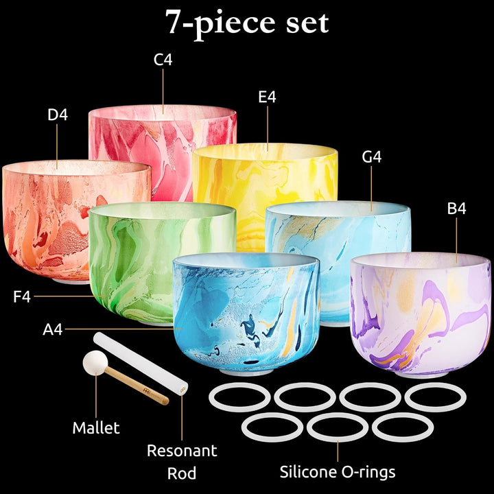 Sonic Energy Marble Crystal Singing Bowl Chakra Set (MCSBSETCHA)