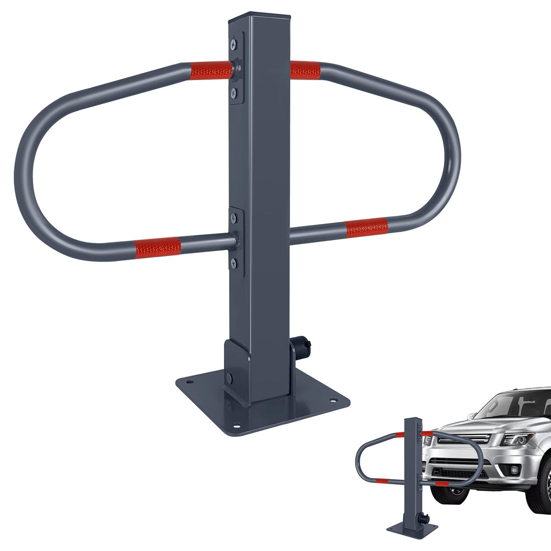 Froadp 73x51cm Klappbare Parkplatzsperren Stahl Absperrpfosten Parkbügel Mobile Parkpfosten mit Schl
