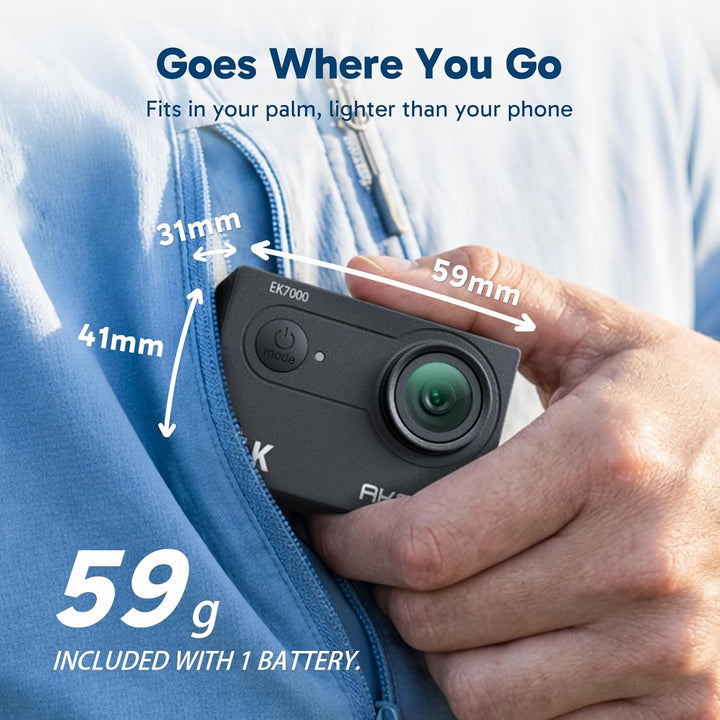 AKASO Sportkamera 4K 30 fps 20 MP WiFi – 4K Kamera wasserdicht bis 30 m mit Stabilisierung (EIS), 4