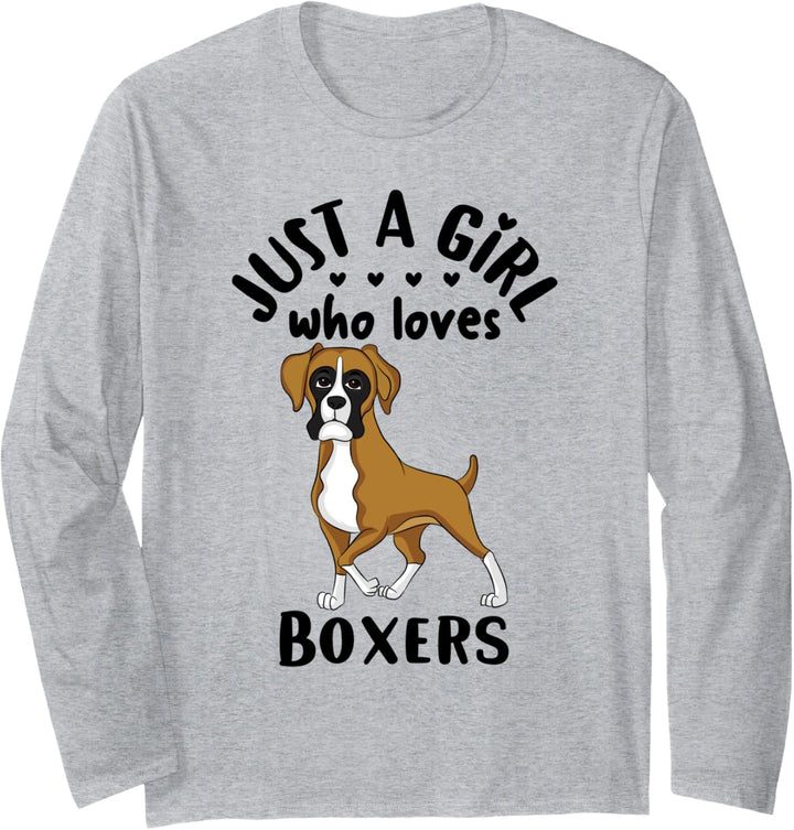 Funny Playful Dog Lover Gift Just A Girl Who Loves Boxers Langarmshirt