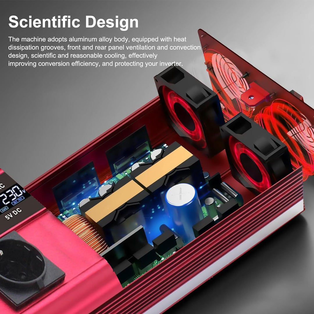 Wechselrichter 2500W / 5000W Spitze 12V 230V Spannungswandler | Fernbedienung | LCD | 4