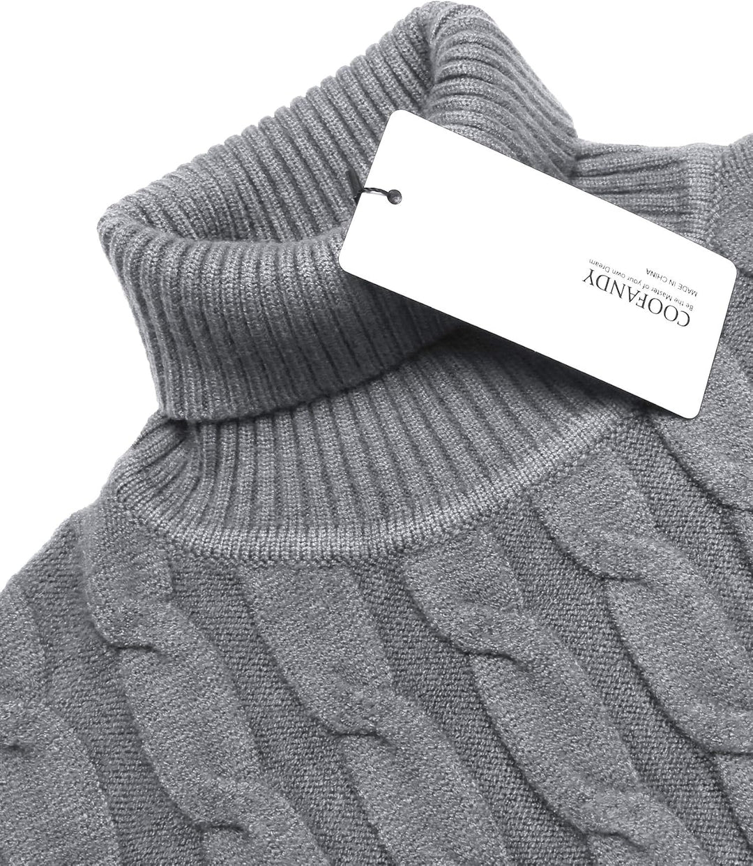 COOFANDY Herren Rollkragen Pullover Basic Strickpullover Zopfmuster Sweatershirt Männer Pullover Swe
