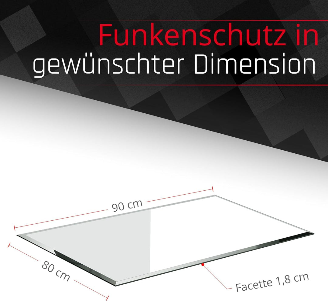 BIJON Glasplatte Rechteck für Kaminofen mit Dichtlippe, Glasbodenplatte - Funkenschutzplatte Glas mi