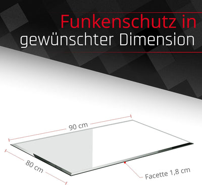 BIJON Glasplatte Rechteck für Kaminofen mit Dichtlippe, Glasbodenplatte - Funkenschutzplatte Glas mi