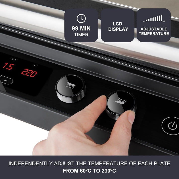 Black+Decker BXGR2000E - Kontaktgrill 2.000W 2-in-1: glatte Platten und Grill, Zubreiten von Fleisch