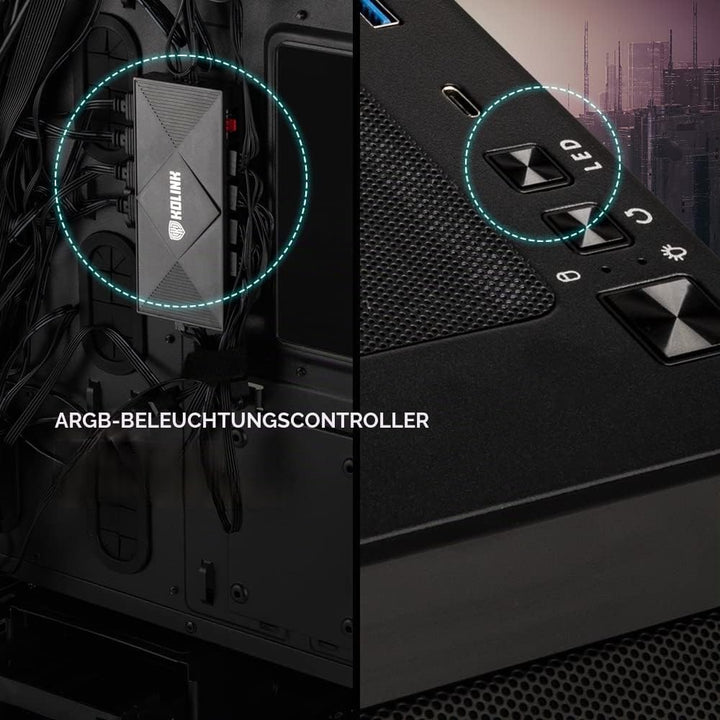Kolink Citadel Mesh ARGB Midi-Tower PC Gehäuse E ATX Gehäuse RGB PC-Gehäuse, Tempered Glass Computer