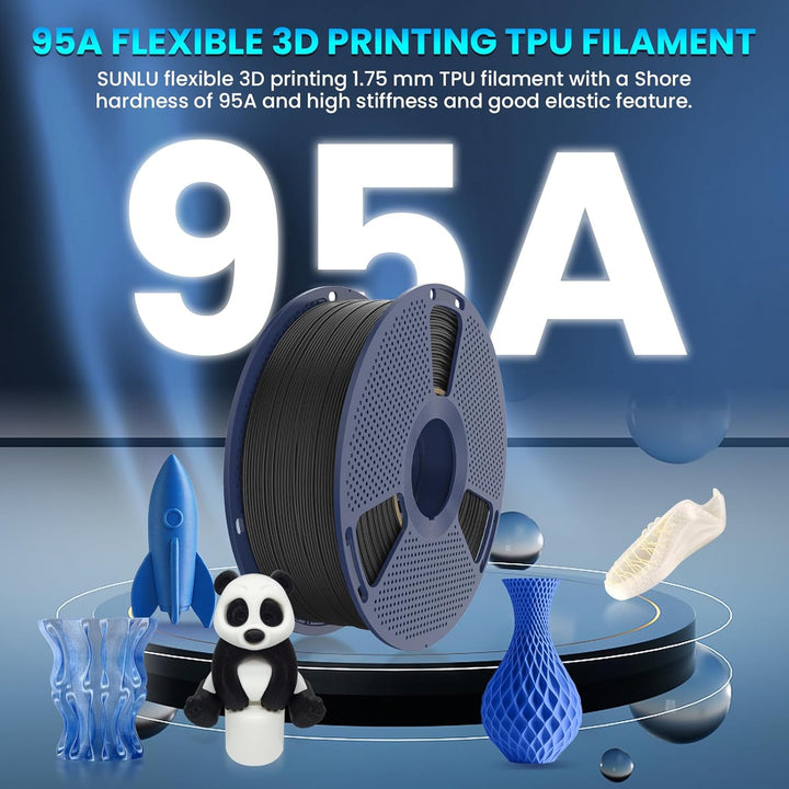 SUNLU TPU 3D Drucker Filament, 1KG Hochgeschwindigkeits 95A TPU Filament 1.75mm, Flexibles 3D Filame