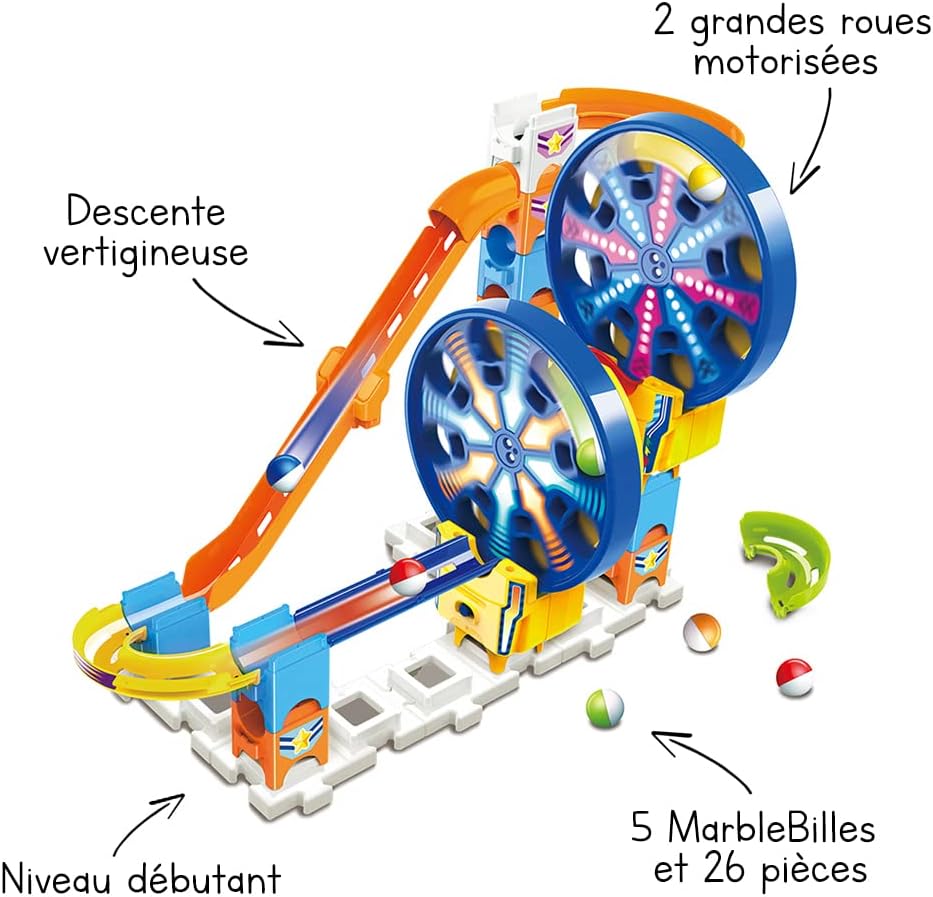 VTech Marble Rush, Kugelbahn Fun Fair Set Electronic M300E, Bausatzkugelbahn - ab 4 Jahren - Version