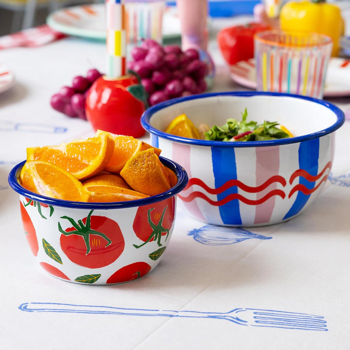 Talking Tables Bon Appetit Handgefertigtes Emaille-Dinnerteller mit Tomaten-Design langlebig leicht