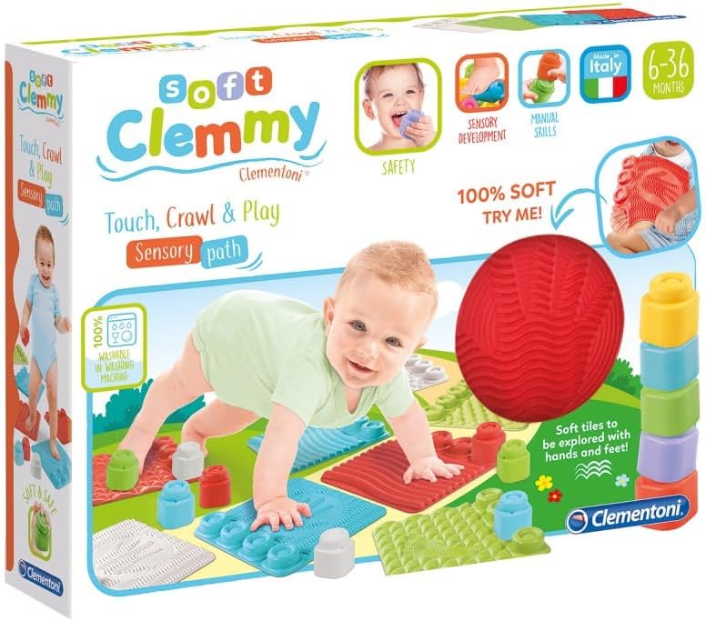 Clementoni 17352 Soft Clemmy Sensorische Krabbeldecke für Babys Bausteine für Kleinkinder ab 10 Mona