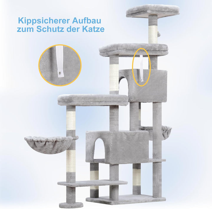 Hey-brother XXL Kratzbaum für gross Katzen, 180 cm hoch Stabil Katzenbaum mit rechts erweitert mit 3