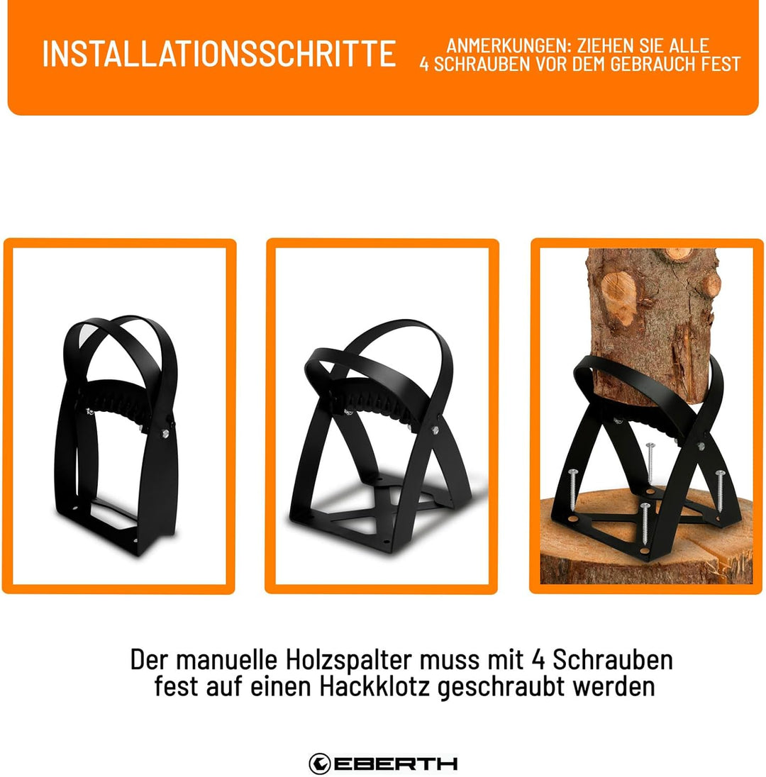 EBERTH Holzspalter Manuell, Spaltkeil, Brennholzspalter aus Stahl Grösse 24 x 26 x 40 cm, Holzspalte