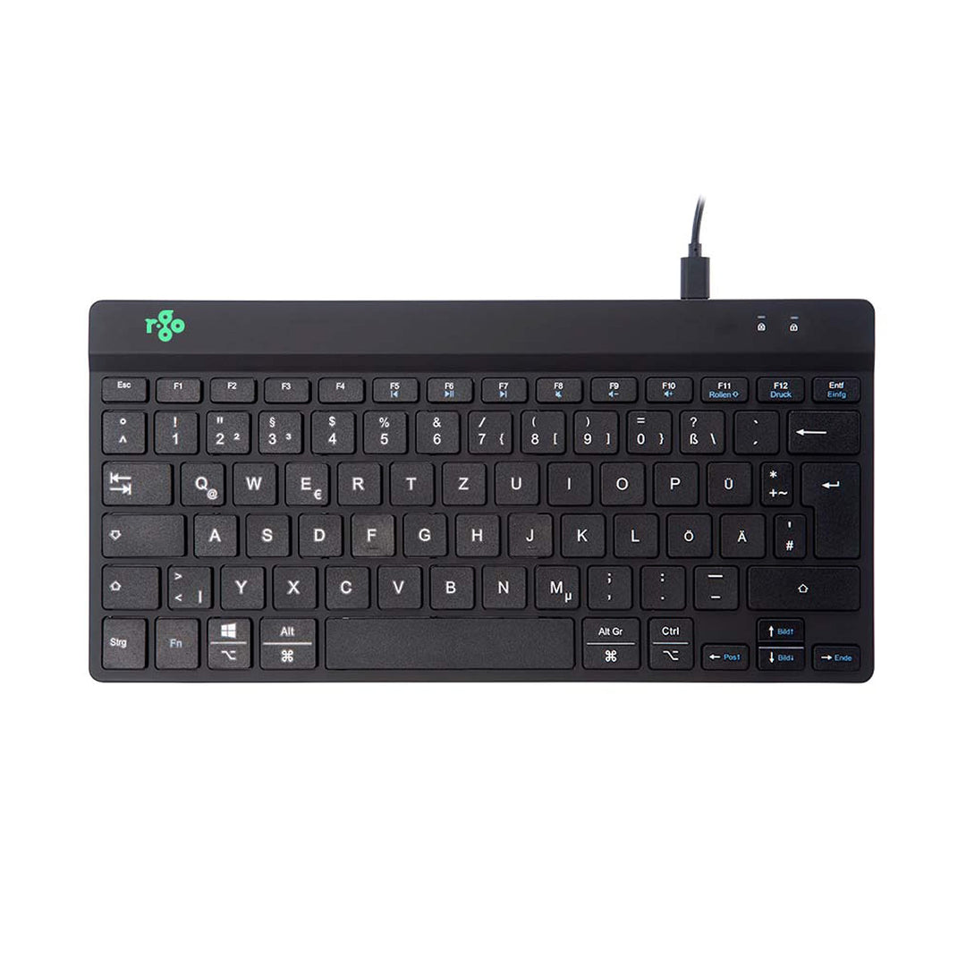 R-Go Tools Break Tastatur, Deutsches QWERTZ Layout, Mini Tastatur ohne nummernblock, Mit Pausenanzei