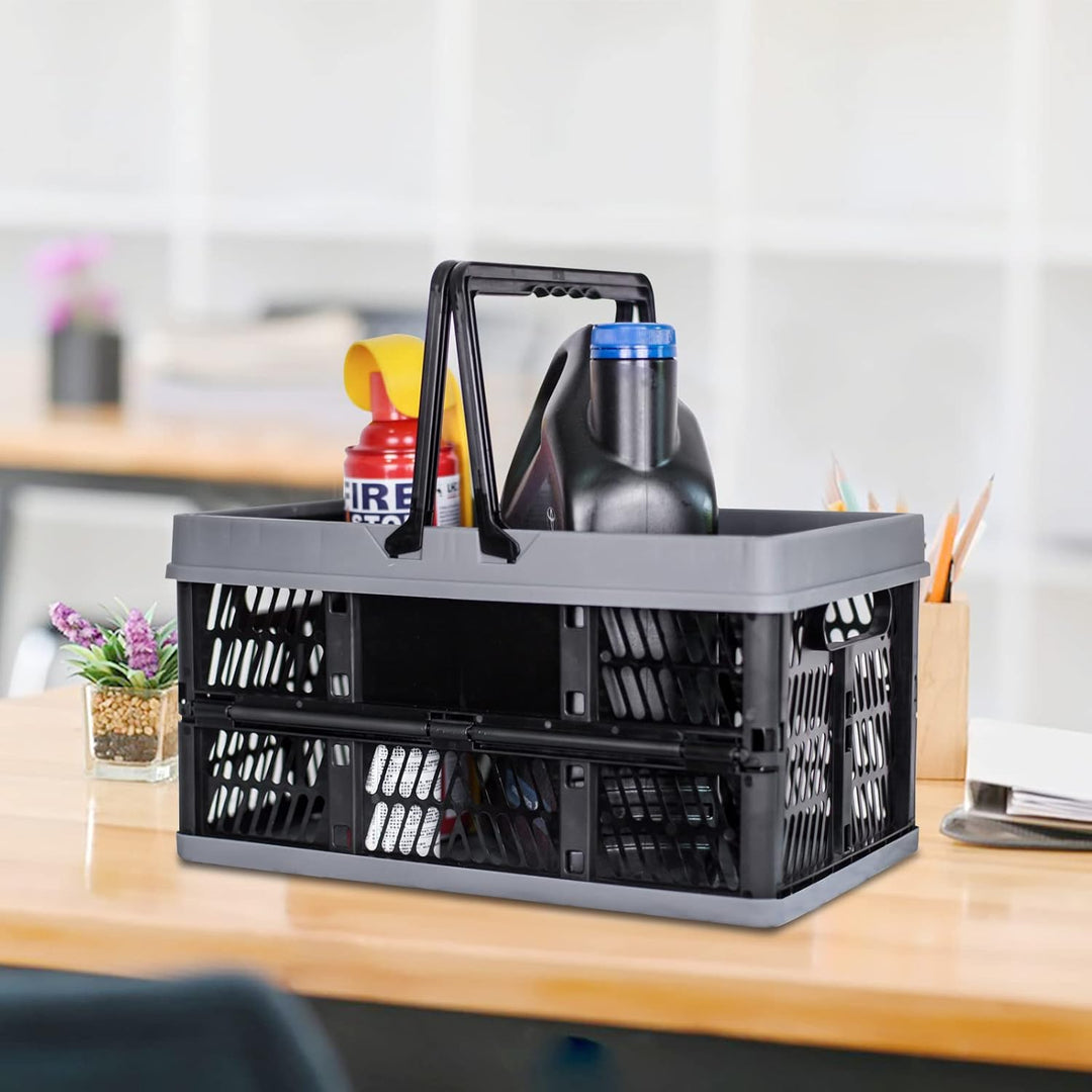 ZHJINGYU Plastic Folding Storage Crate Stackable Grocery Bin Container Einkaufskorb, für Küche Wohnz
