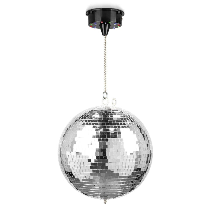 Fuzzix MB30ML - Discokugel mit Motor und LED, 30 cm Diskokugel mit Antrieb, Batterie, Disco Ball, Sp