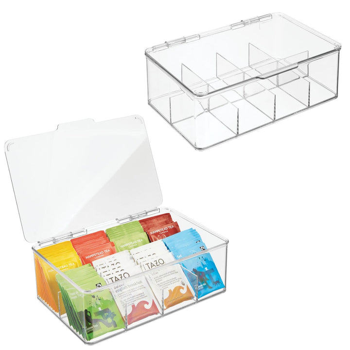 mDesign Teekiste (2er Pack) – die praktische, stapelbare Teebox zur Teebeutel Aufbewahrung – auch al