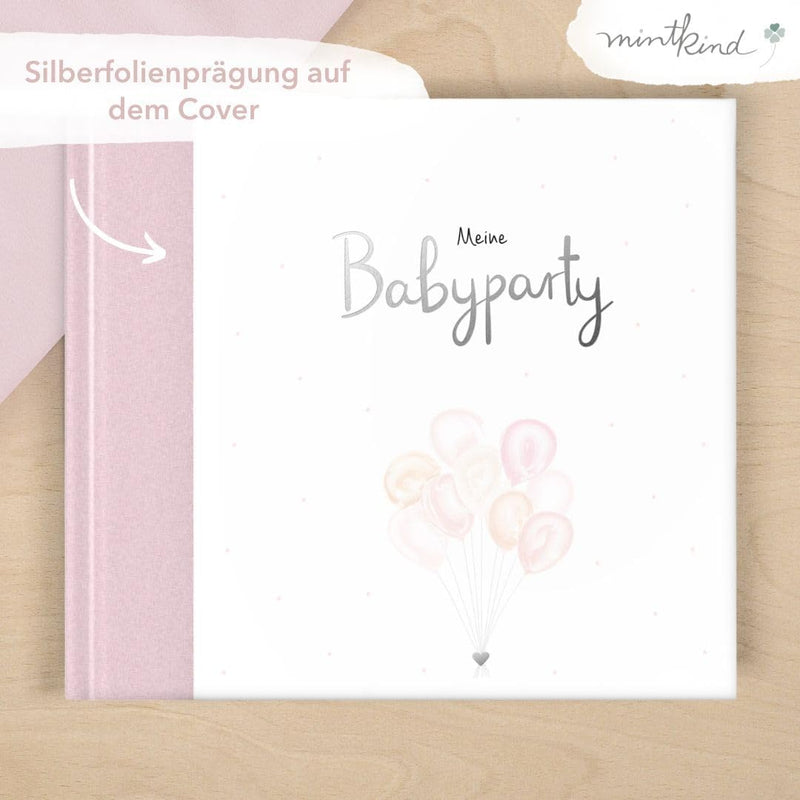 mintkind® Gästebuch "Meine Babyparty" Rosa I Babyparty Geschenk Junge & Mädchen I Baby Shower & Baby