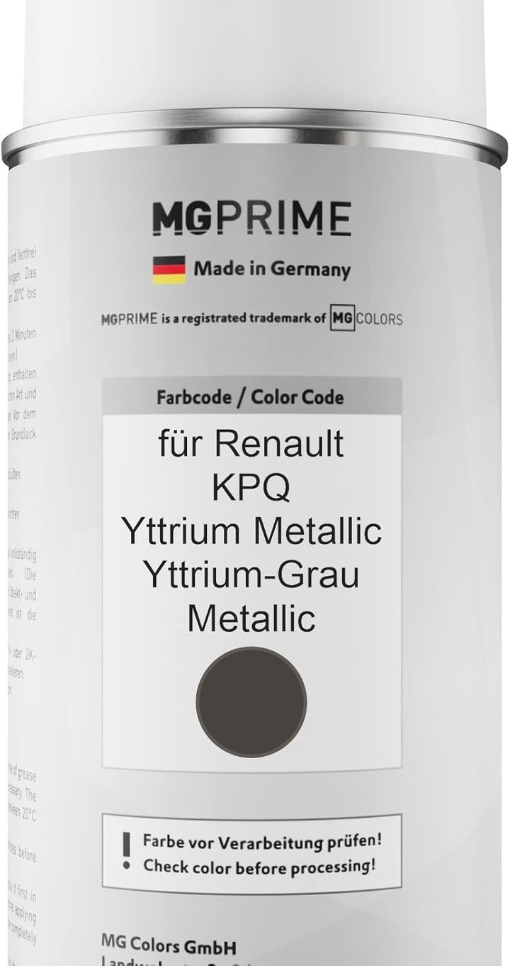 MG PRIME Autolack Sprühdosen Set für Renault KPQ Yttrium Metallic/Yttrium-Grau Metallic Basislack Kl