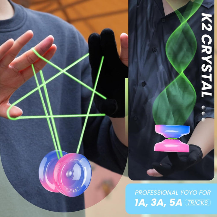 MAGICYOYO JoJo für Kinder Anfänger, Responsive Yoyo K2 Blau Rosa Gradient, Trick Yoyo Professional J