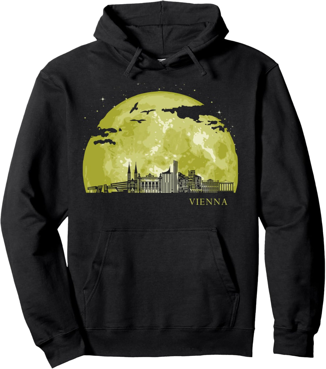 Vienna Austria Moon Light Night Stars Skyline Pullover Hoodie