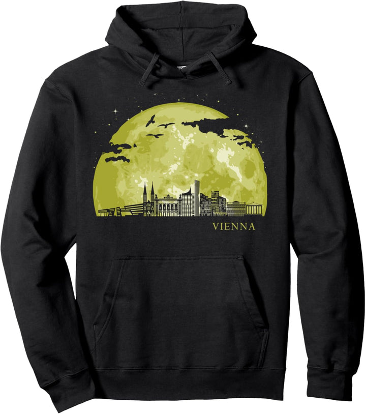 Vienna Austria Moon Light Night Stars Skyline Pullover Hoodie