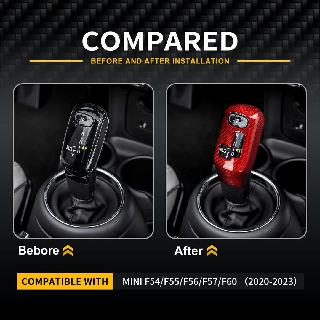 KUNGKIC Kohlefaser Auto-Schaltknauf-Abdeckung Schalthebelknauf Aufkleber Compatible with Mini Cooper