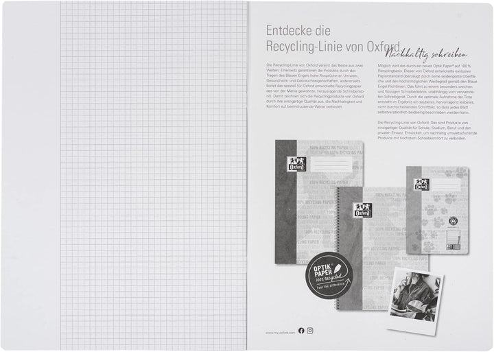 Oxford Schulheft A4 Recycling, 16 Blatt, Lineatur 26, kariert, 15 Stück A4 Lineatur 26, A4 Lineatur
