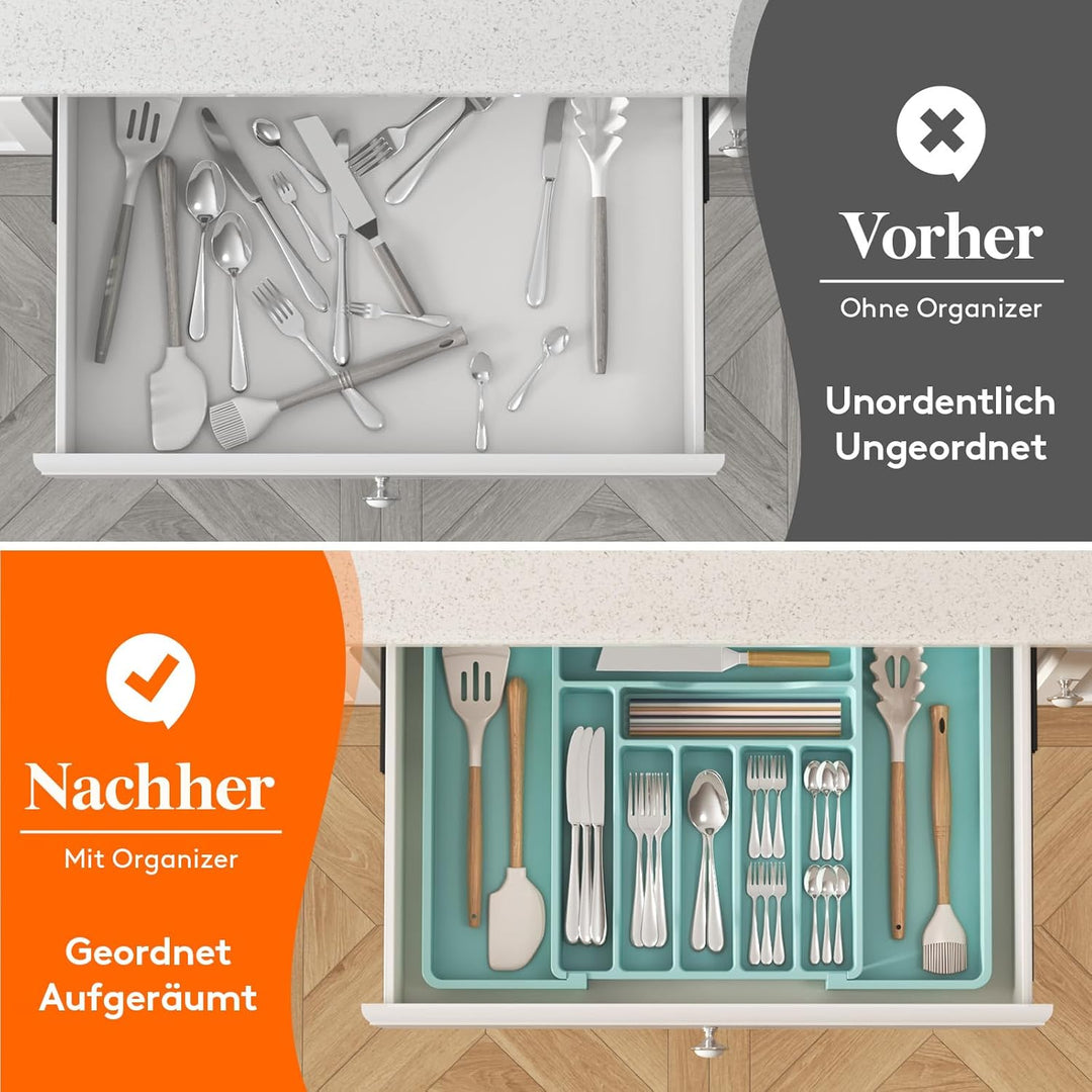 Lifewit Besteckkasten für Schubladen, erweiterbarer Besteckeinsatz für Küchenschubladen, verstellbar