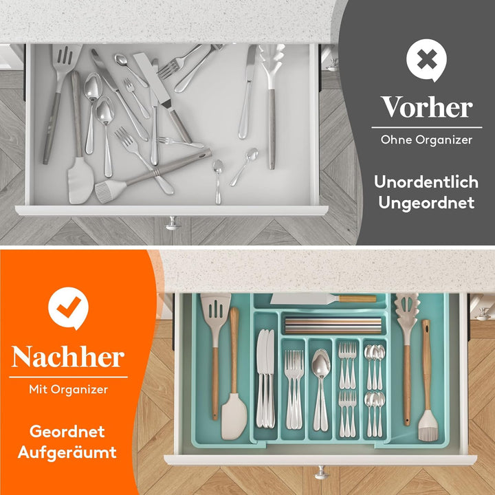 Lifewit Besteckkasten für Schubladen, erweiterbarer Besteckeinsatz für Küchenschubladen, verstellbar