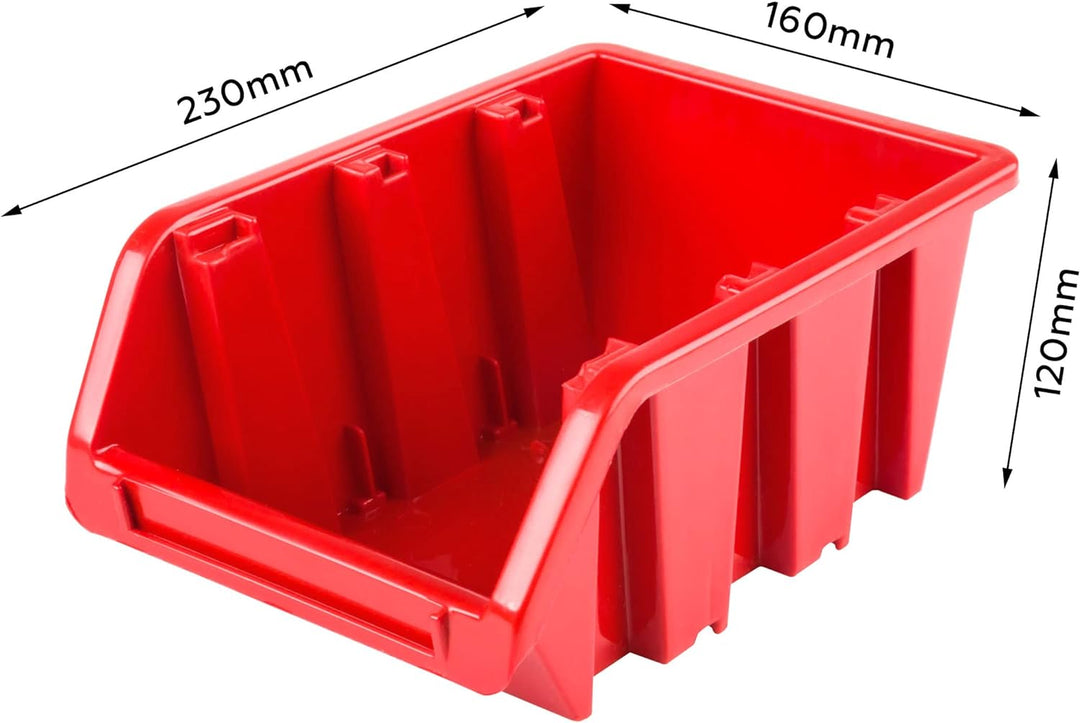 Lagersystem Werkstattregal | 115 x 78 cm | 28 stck. Box | Wandregal mit Stapelboxen - Wandplatten Ex