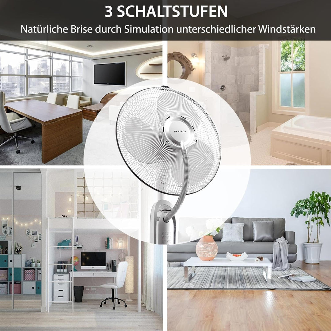 Syntrox Osszilierender Ventilator mit Wasser Quellura | Wasserventilator | Lüfter, mit Timer und Fer
