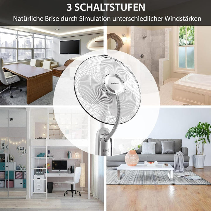 Syntrox Osszilierender Ventilator mit Wasser Quellura | Wasserventilator | Lüfter, mit Timer und Fer