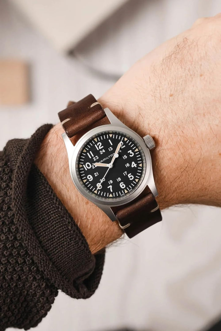 Sulla RIOS 1931 19mm Herren Leder Deutsch Uhrenarmband Vintage Aviator schwarz