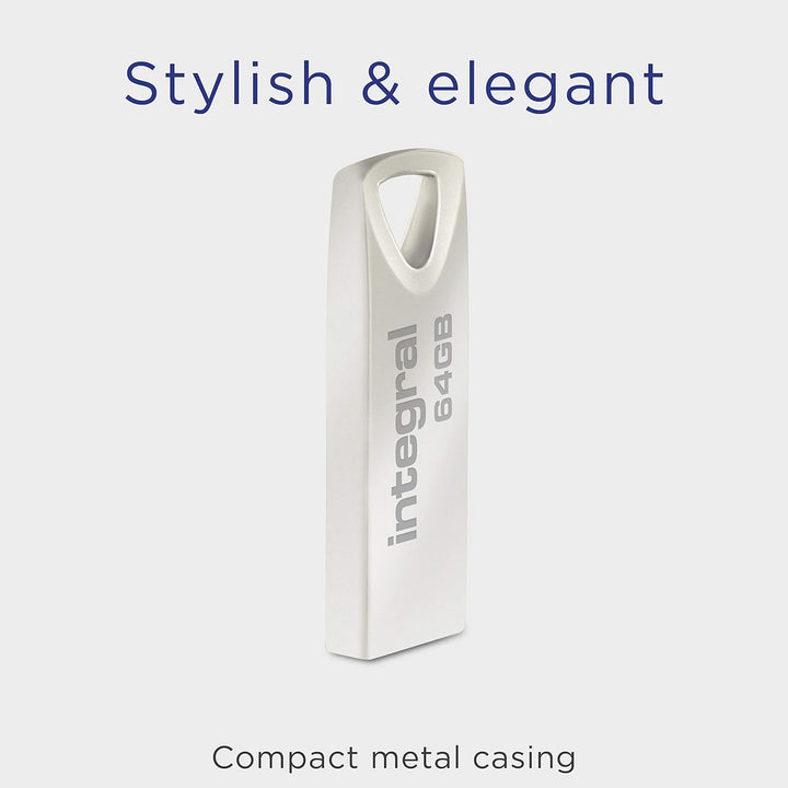 Integral 64GB USB-Speicher 2.0 Flash-Laufwerk Arc mit Metallgehäuse für Schlüsselringe, eine stilvol