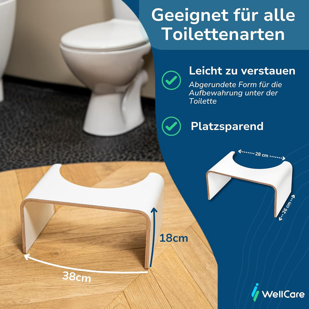 WELL CARE Physiologischer Toilettenhocker Holz weiss - klohocker WC - Made in France - Ermöglicht ho